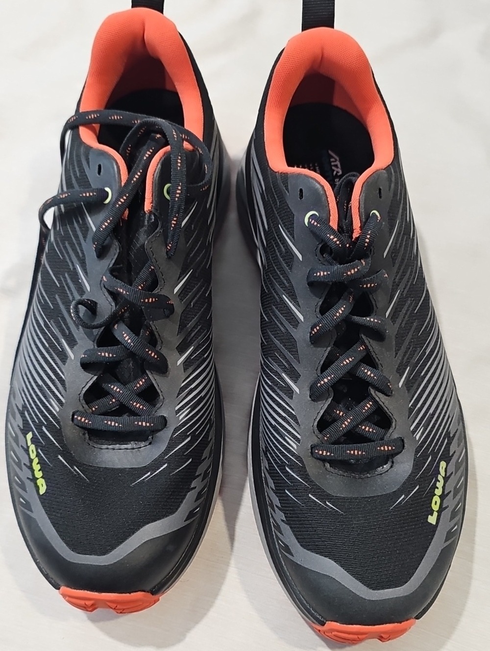 Lowa Black Trail Runners with Orange Accents